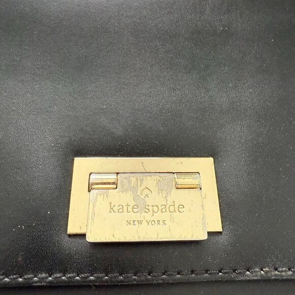 Kate Spade New York Black Leather Crossbody Top Handle Bag Gold-Tone Hardware - Picture 3 of 12